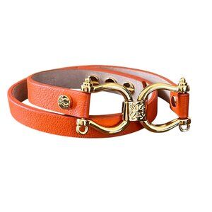 Rustic Cuff Orange Double Wrap Leather Horse Bit Bracelet NWOT